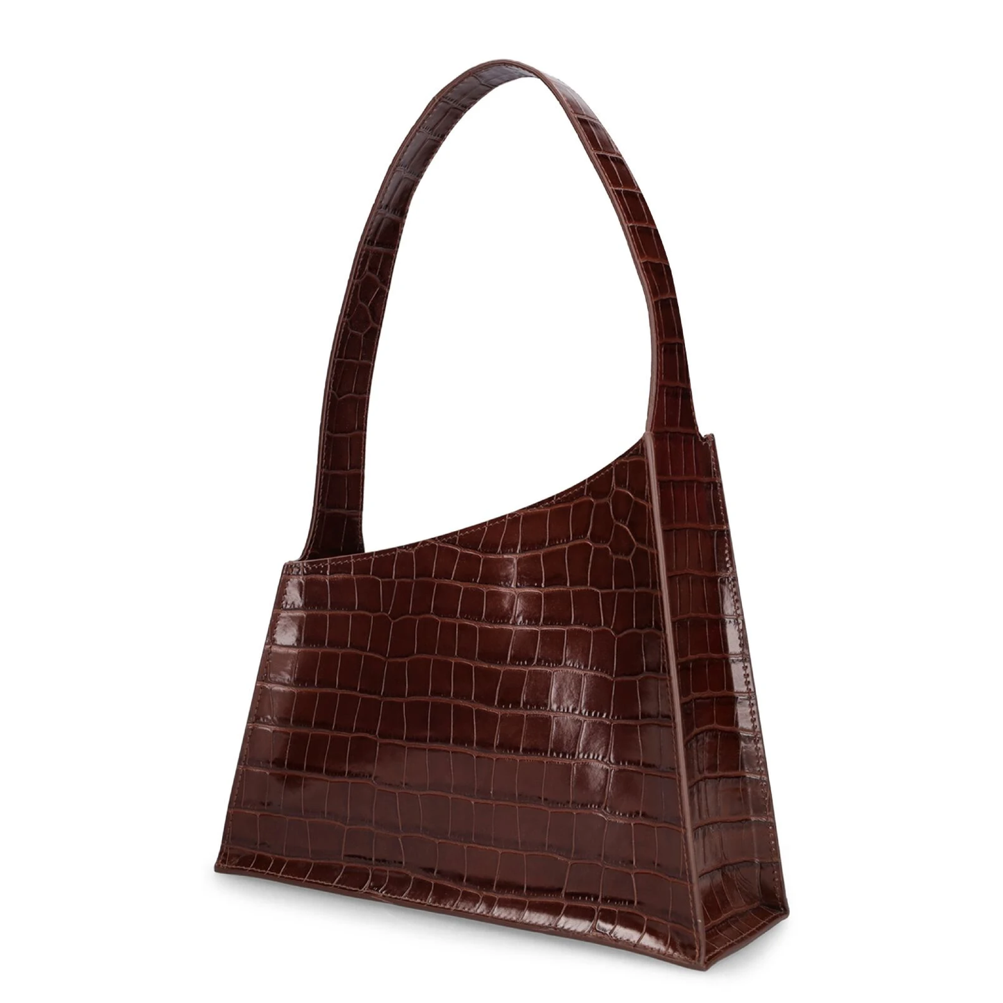 Slanted Shoulder Bag, Dark Brown