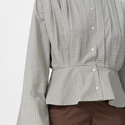 Etta Blouse, Beige Check