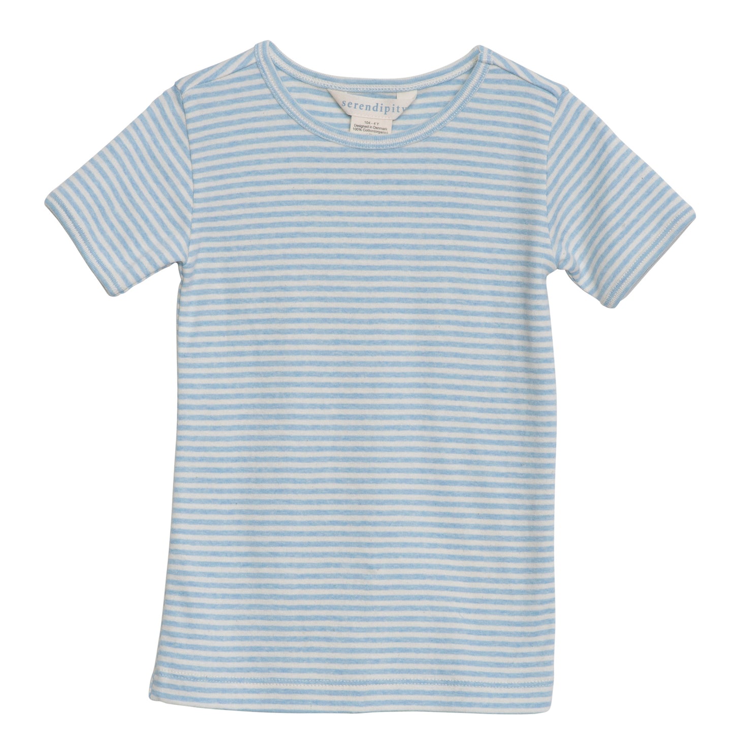 Tee Short Stripe, Aqua/Offwhite