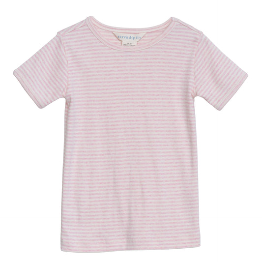 Tee Short Stripe, Rosebud/Offwhite