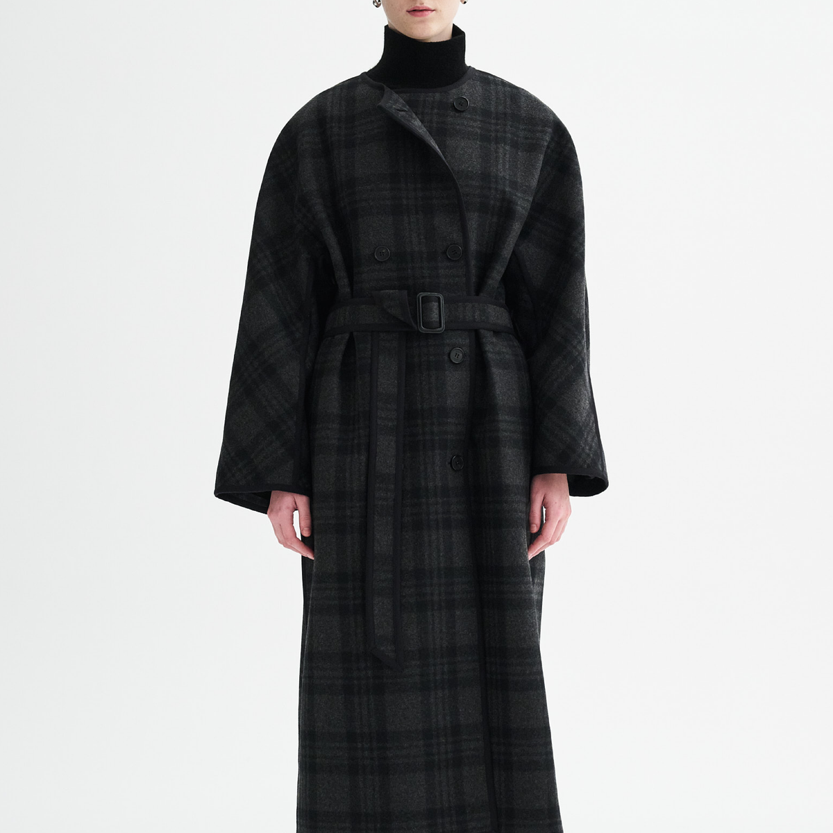 Caspia Check Coat, Black