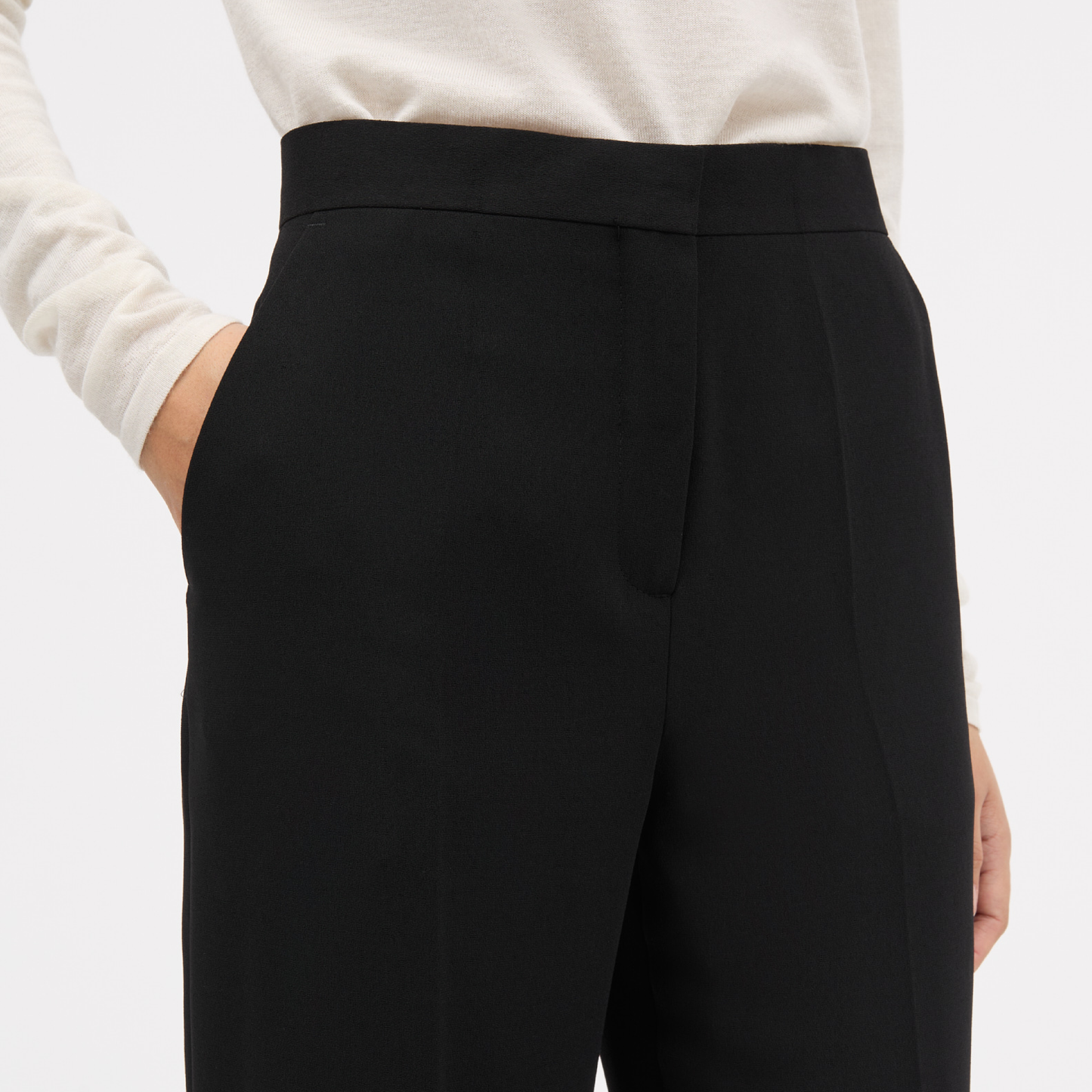 Petra Thin Solid Wool Bukser, Black