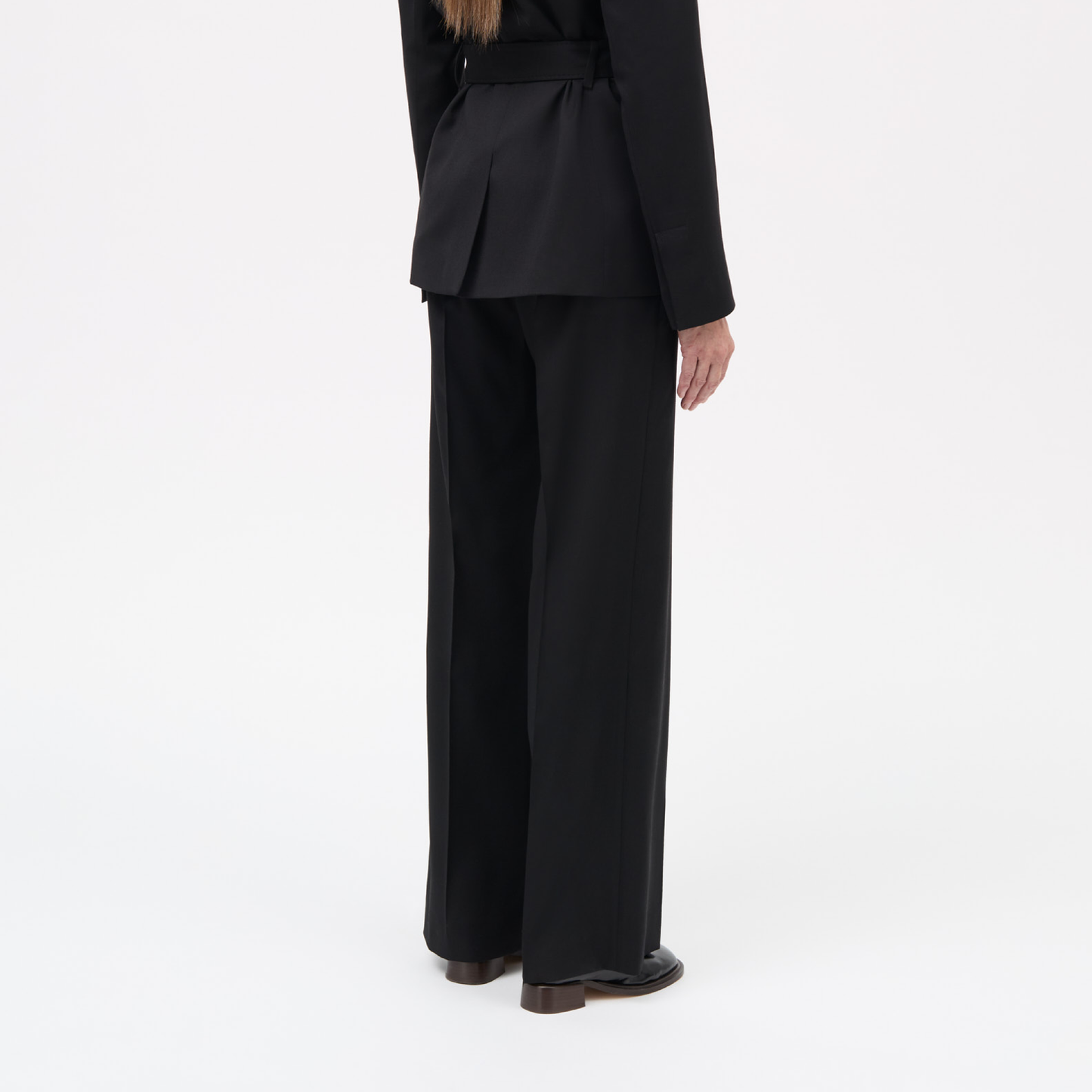 Petra Thin Solid Wool Bukser, Black