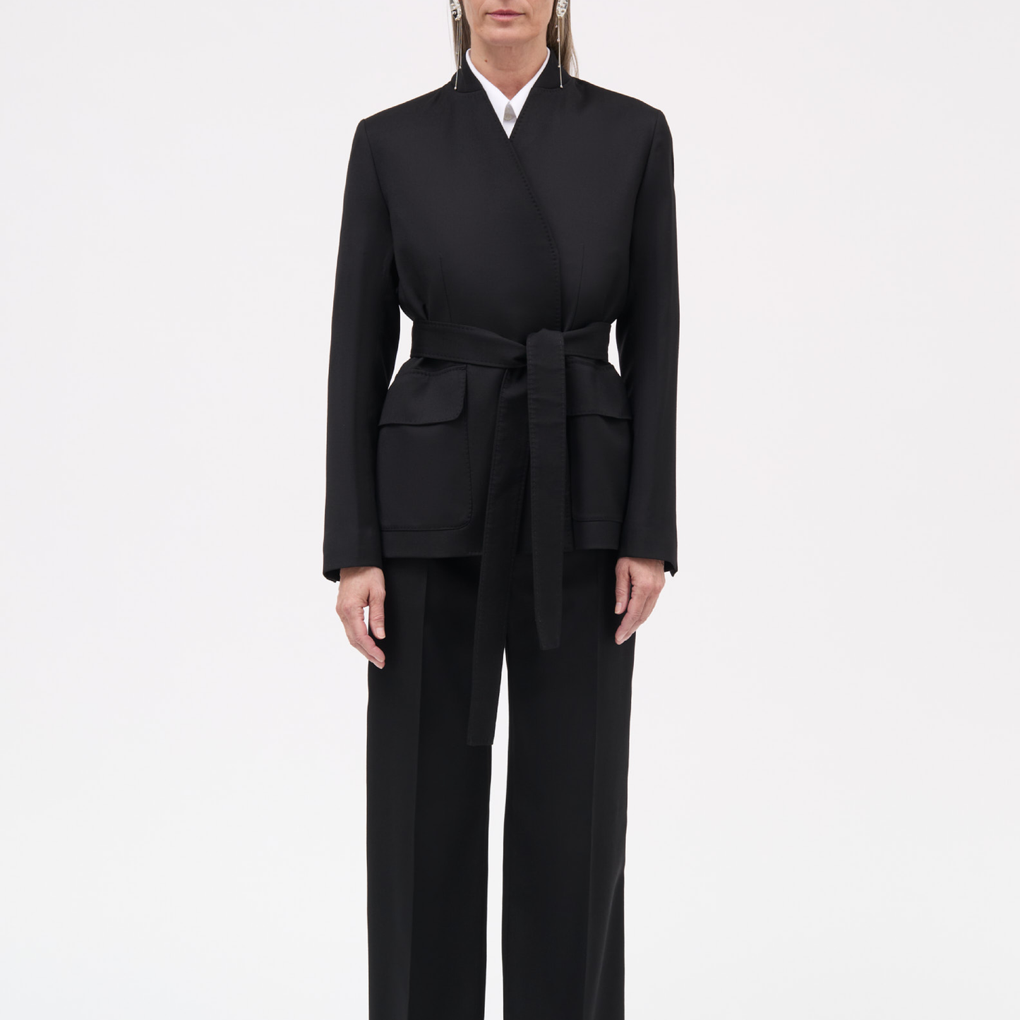 Judy Thin Solid Wool Blazer, Black