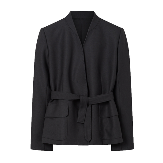 Judy Thin Solid Wool Blazer, Black
