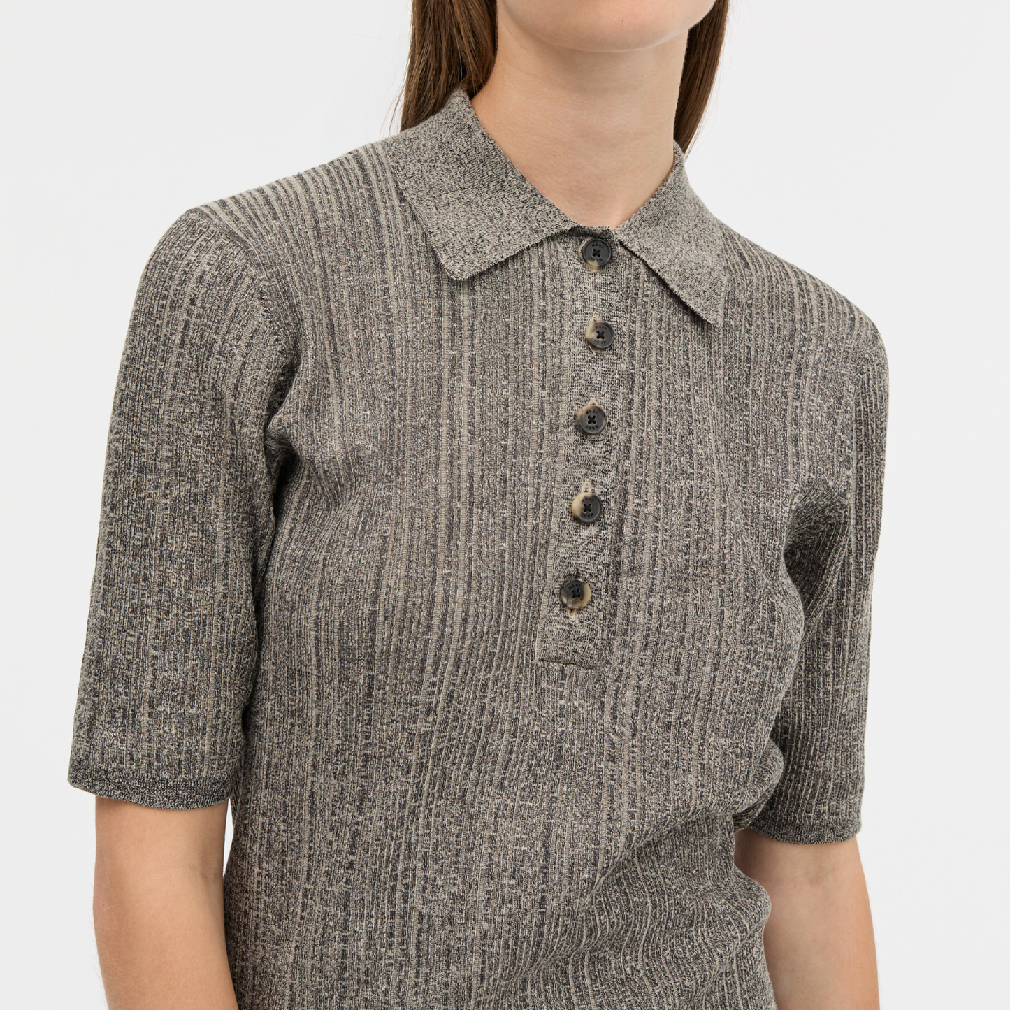 Kassandra Thin Rib Knit, Salt & Pepper