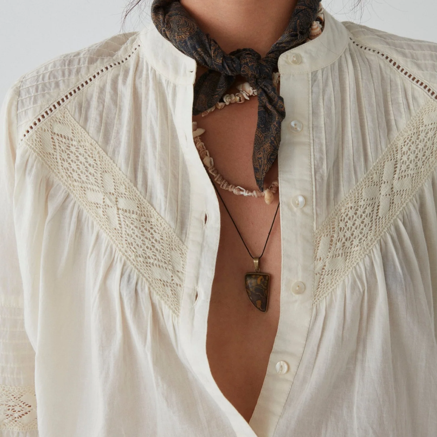 Agueda Romance Blouse, Bone