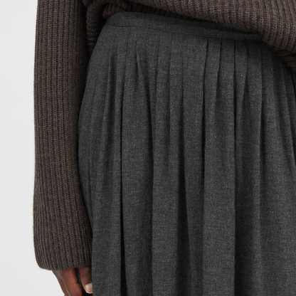 Naama Thin Wool Skirt, Dark Grey