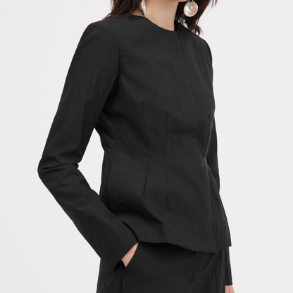 Julienne Crinkle Tech Blazer, Black