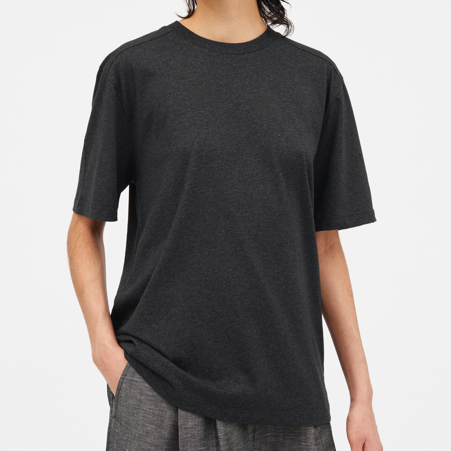 Lauri Cotton Jersey T-Shirt, Dark Grey Melange