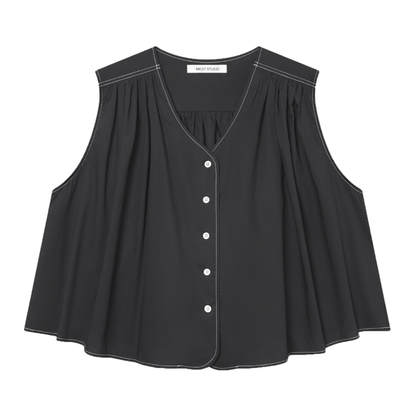 Tahira Sheer Cotton Top, Black