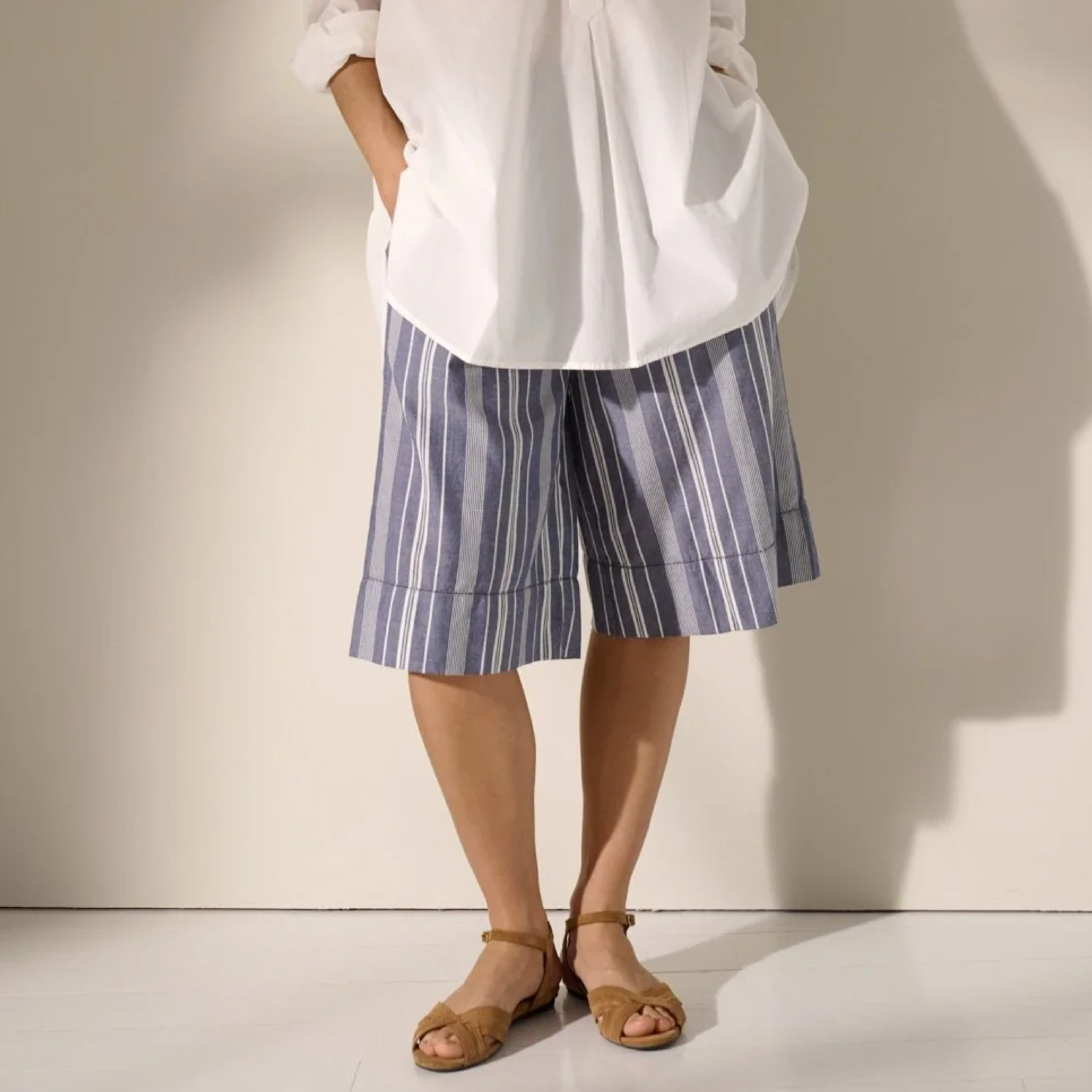 Breeze Shorts Stripe, Sea Blue/White