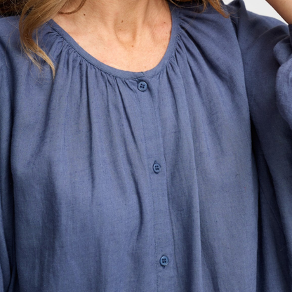 May Shirtdress Linen, Sea Blue