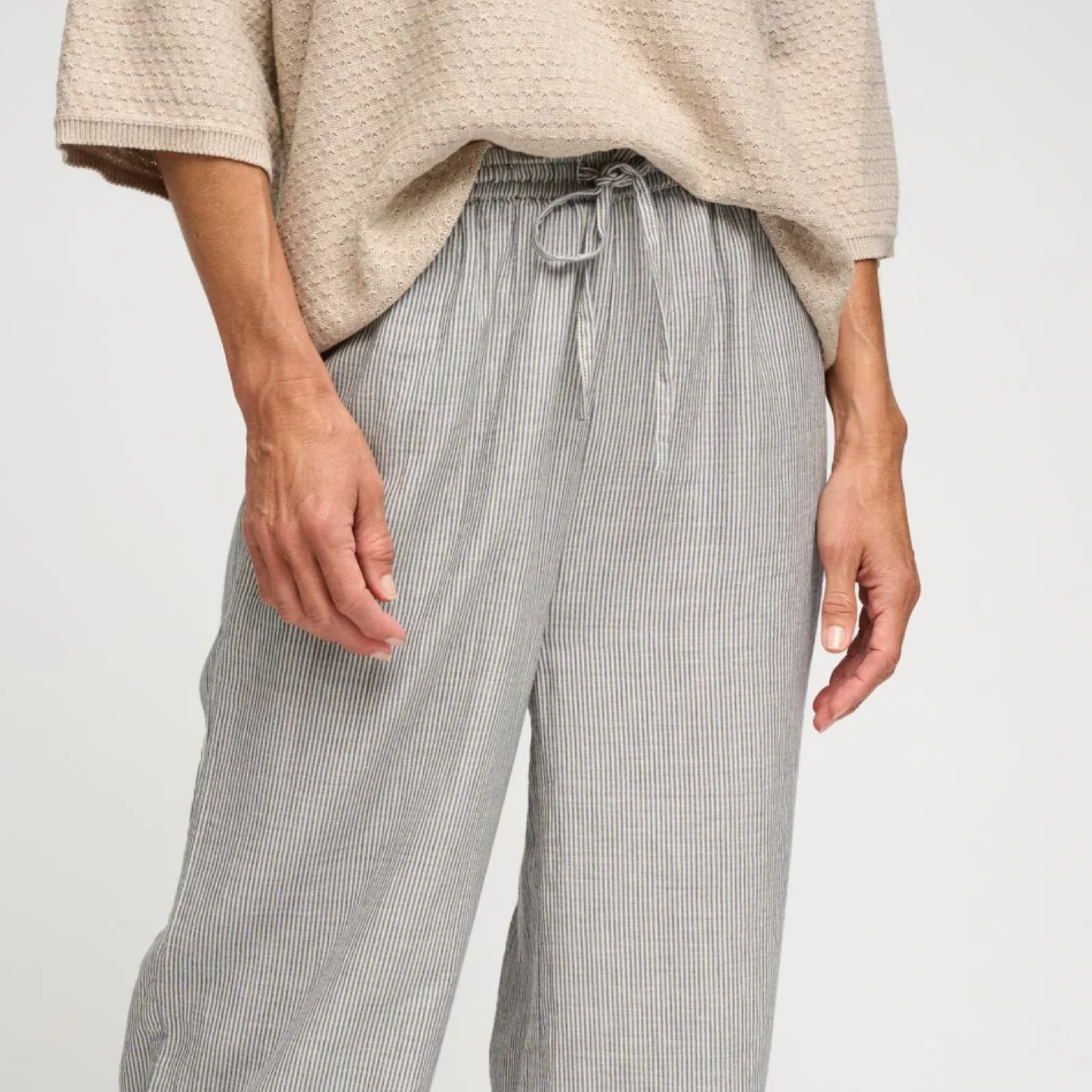 Slow Pants Stripe, Beige/Blue