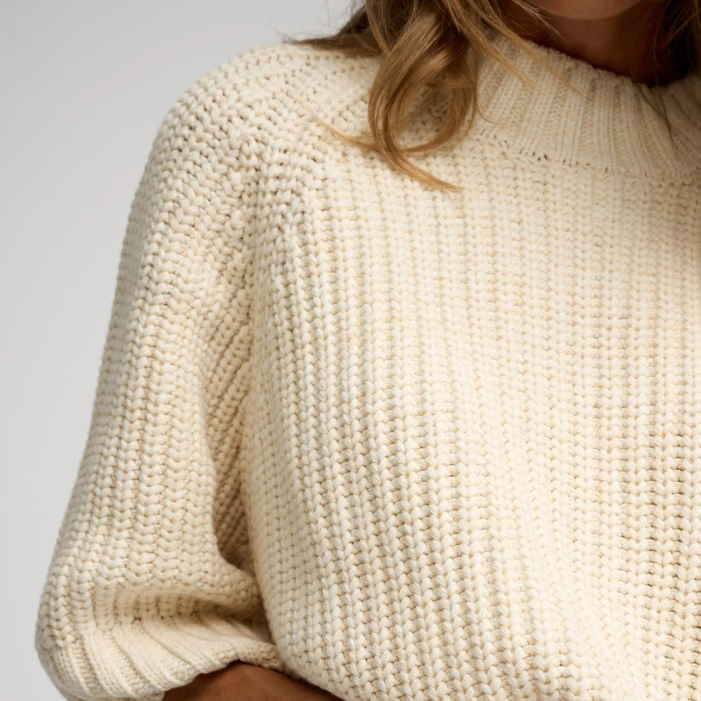 Change Rib Knit, Ecru Melange