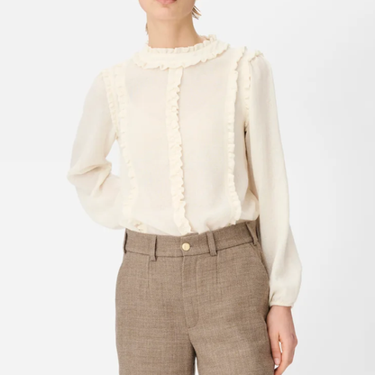 Poula Blouse Loose Crepe, Ecru