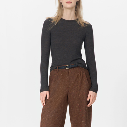 Davis Crewneck, Dark Brown Melange