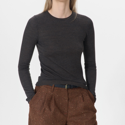 Davis Crewneck, Dark Brown Melange