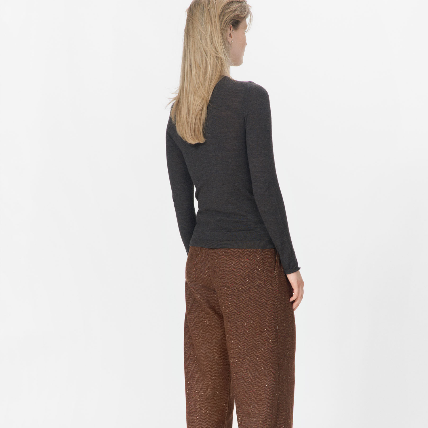 Davis Crewneck, Dark Brown Melange