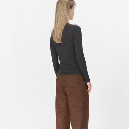 Davis Crewneck, Dark Brown Melange