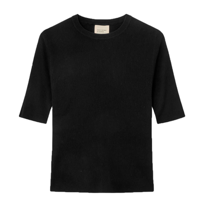 Thin Rib Blouse, Black