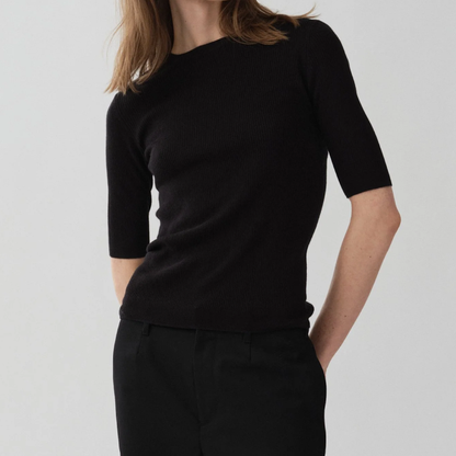 Thin Rib Blouse, Black