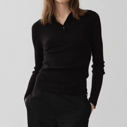 Thin Rib Polo, Black