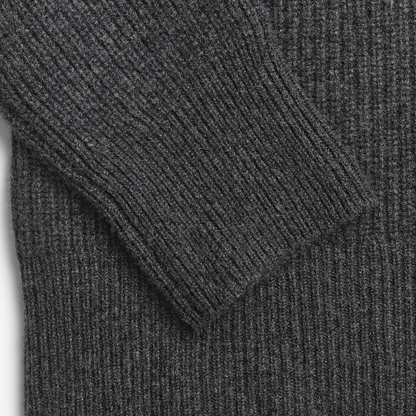 Premium Cashmere Ribbed Turtleneck, Dark Grey