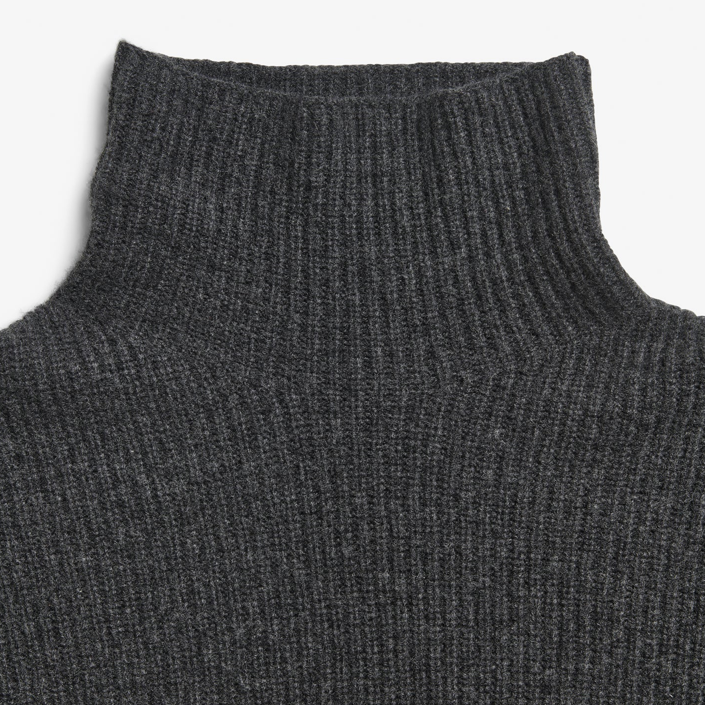 Premium Cashmere Ribbed Turtleneck, Dark Grey