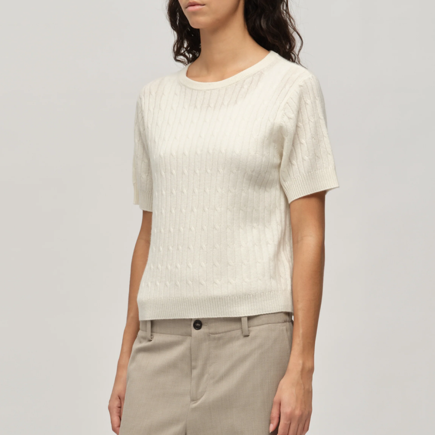 Women's Cableknit Blouse, Cloud