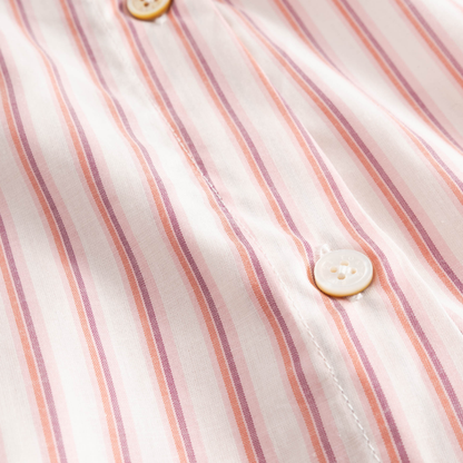 Sofie Patterned Cotton Silk Skjorte, Red Pink Stripe