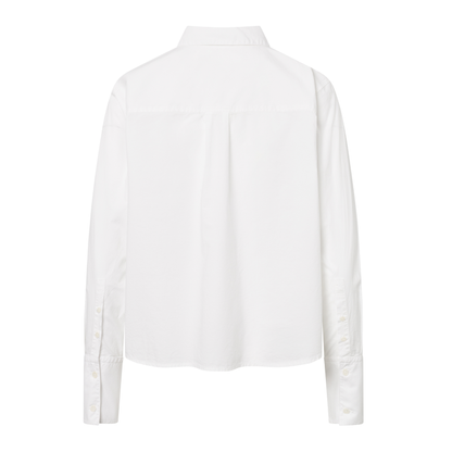 Sylina Garment Dyed Poplin Skjorte, White