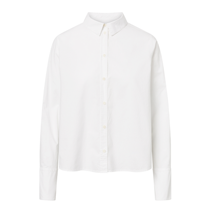 Sylina Garment Dyed Poplin Skjorte, White