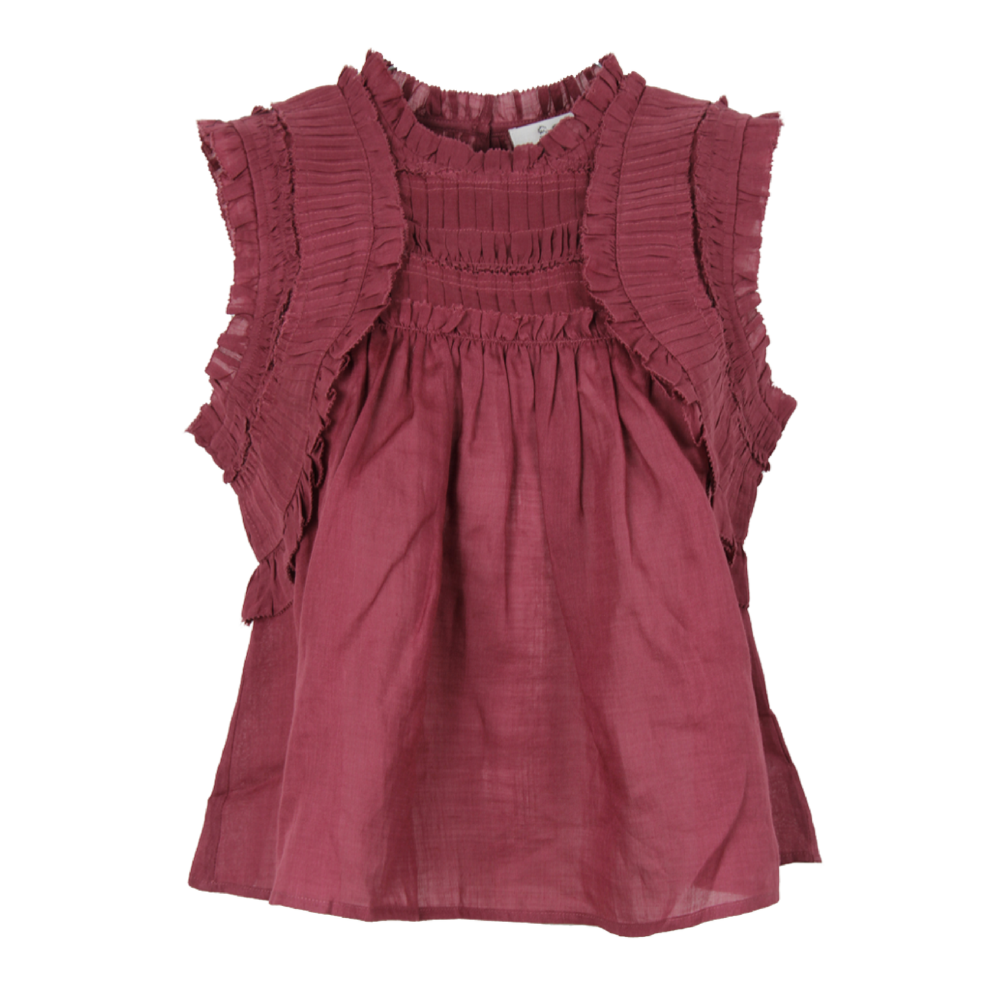 Cole Smocked Ramie Tank Top, Cordovan