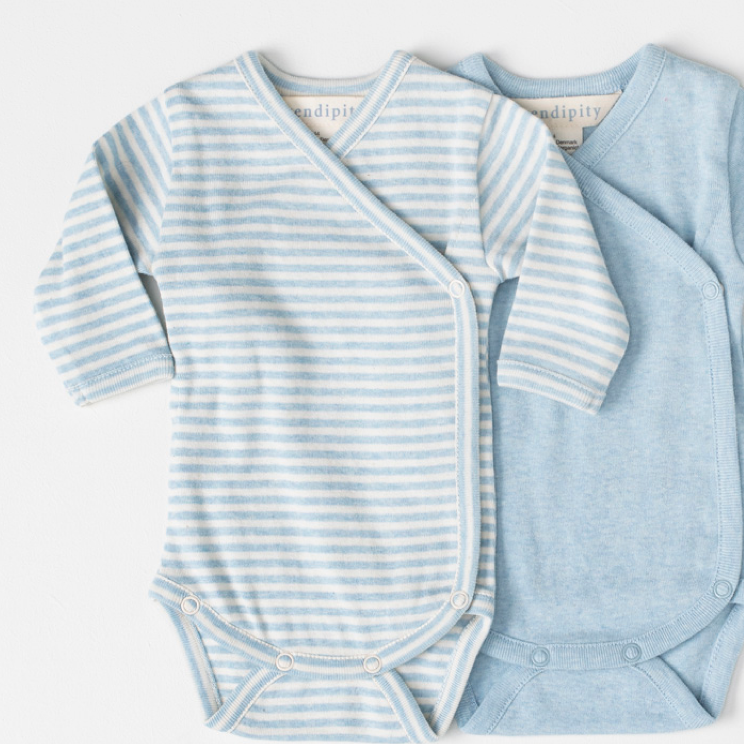 Newborn Slå-Om Body, Aqua/Ecru