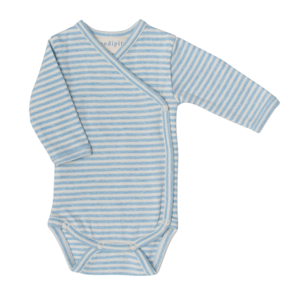 Newborn Slå-Om Body, Aqua/Ecru