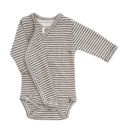 Newborn Slå-Om Body, Taupe/Offwhite