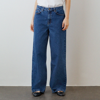 Willow Wide Leg Jeans, Mid Blue Denim