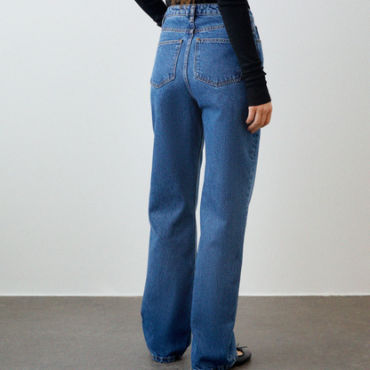 Maddy Straight Jeans, Washed Mid Blue
