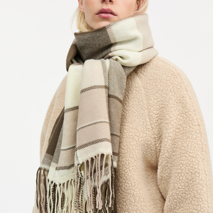 Nelle Scarf, Brown/Ecru Check