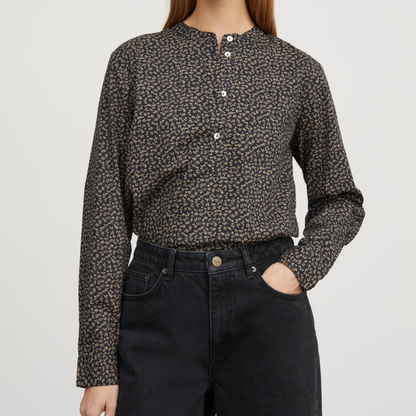 Agnes Shirt, Eline Print Black/Beige