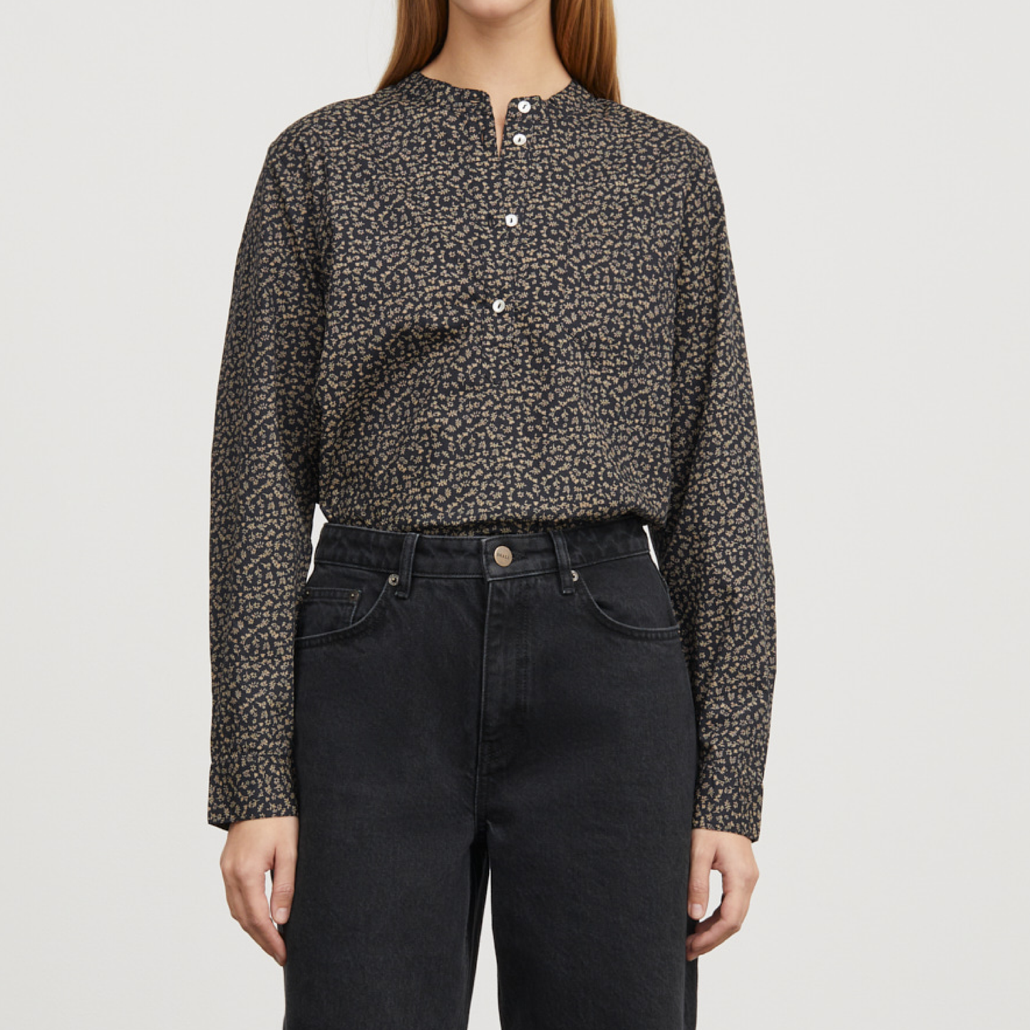 Agnes Shirt, Eline Print Black/Beige