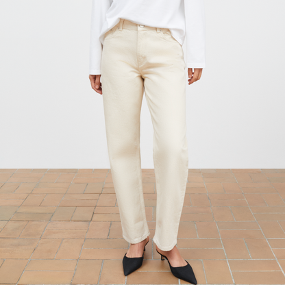 Allison Cropped Jeans, Ecru
