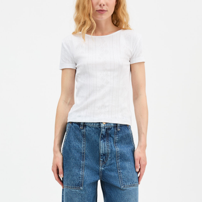 Anna Cap Sleeve Tee, Optic White