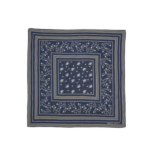 Skall Classic Scarf, Navy/Beige/Cream (55x55 cm)