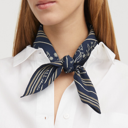 Skall Classic Scarf, Navy/Beige/Cream (55x55 cm)