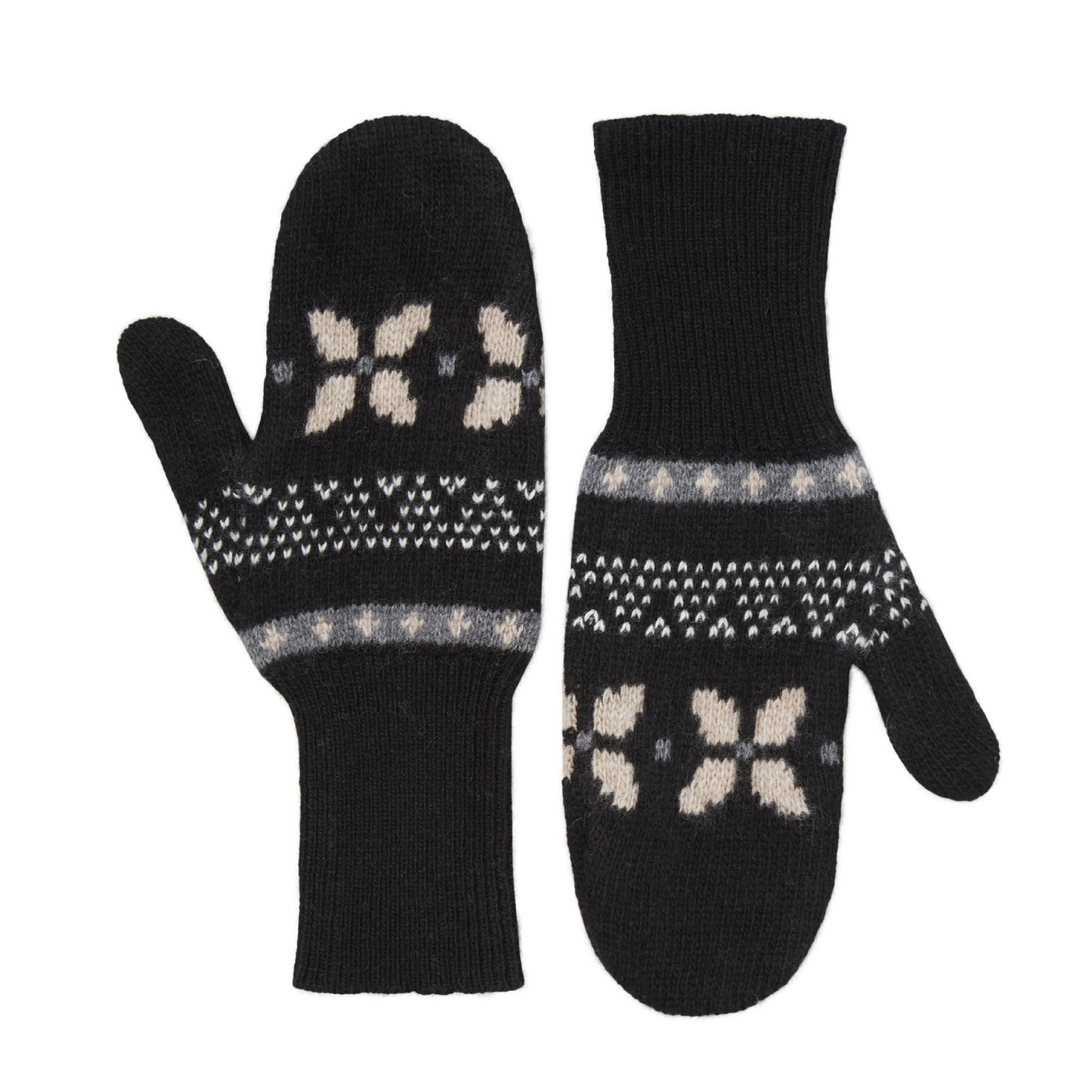 Elin Mittens, Black/Grey Jacquard