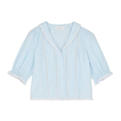 Magnolia Short Sleeve Blouse, Light Blue