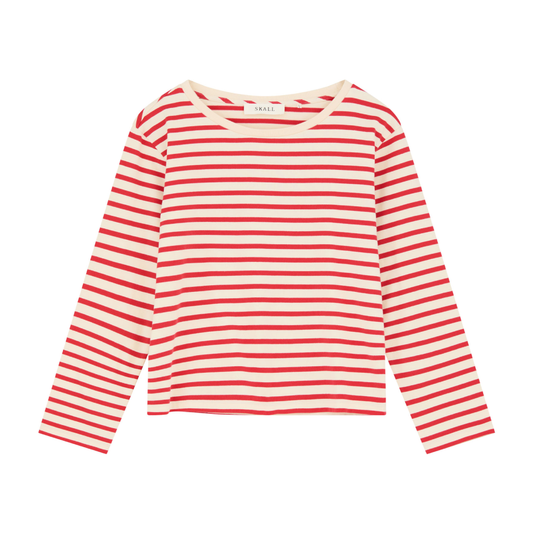 Marron Oversized Blouse, Off White/Red Stripe