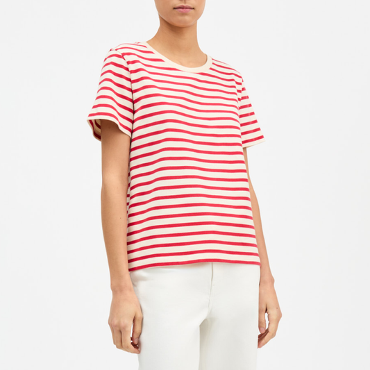Marron Regular Tee, Off White/Red Stripe